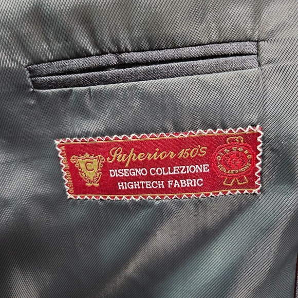 Caravelli 2 PC Suit Blazer Men 46L Pants 38x31 Superior 150's Gray Striped - Picture 7 of 16